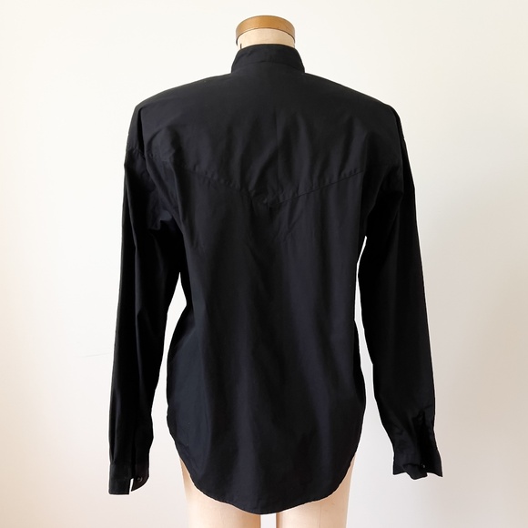 Vintage Black Cotton Embroidered Western Shirt Size Medium Rodeo Cowgirl - Picture 4 of 12